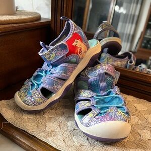 DISNEY‎ The Little Mermaid Outdoor Summer Sandals Purple and Teal Girl's Size 10